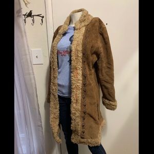 Guess Leather coat with faux fur lining